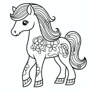 Desenho de mini cavalo para colorir