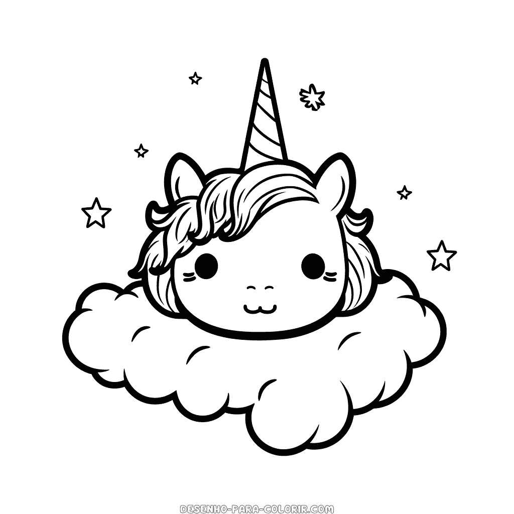 Desenho de nuvem de unicórnio para colorir