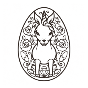 Desenho de ovo de páscoa de unicórnio para colorir