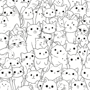 Desenho de padrão de gato para colorir