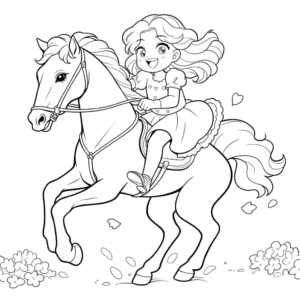 Desenho de passeios a cavalo para colorir