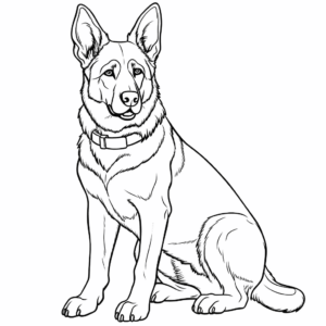 Desenho de pastor alemão calmo para colorir