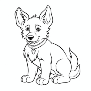 Desenho de pastor alemão kawaii para colorir
