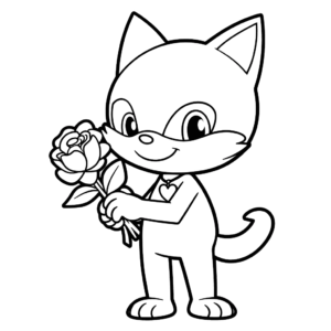 Desenho de pete, o gato, dia dos namorados para colorir