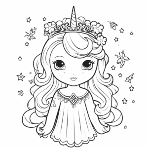 Desenho de princesa unicórnio para colorir
