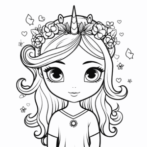 Desenho de princesa unicórnio para impressão para colorir