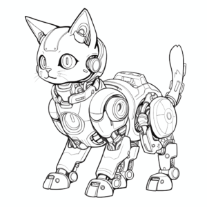 Desenho de robô gato para colorir