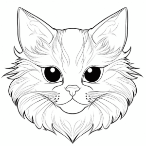 Desenho de rosto de gato realista para colorir