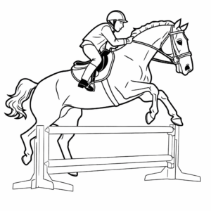 Desenho de salto de cavalos para colorir
