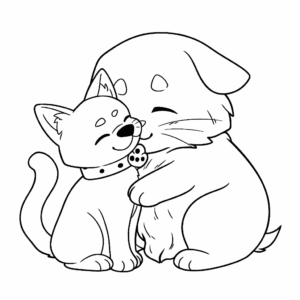 Desenho de sem cães e gatos para colorir