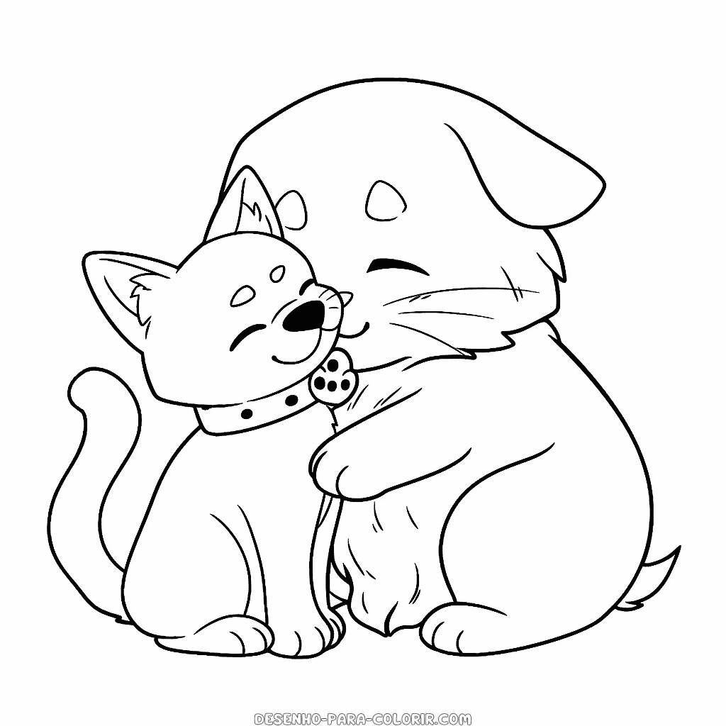 Desenho de sem cães e gatos para colorir