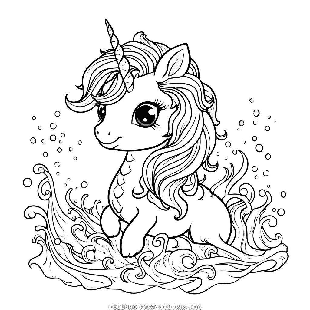 Desenho de sereia unicórnio para colorir