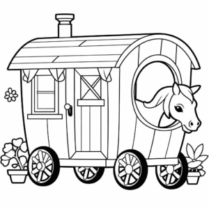 Desenho de trailer para cavalos para colorir