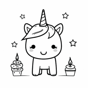 Desenho de unicorn birthday free (aniversário do unicórnio) para colorir