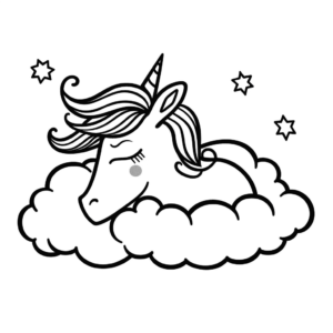 Desenho de unicórnio adormecido para colorir