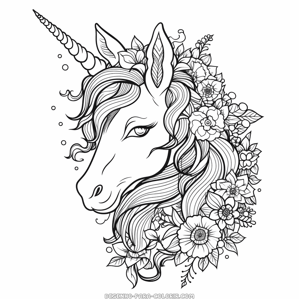 Desenho colorir unicornio