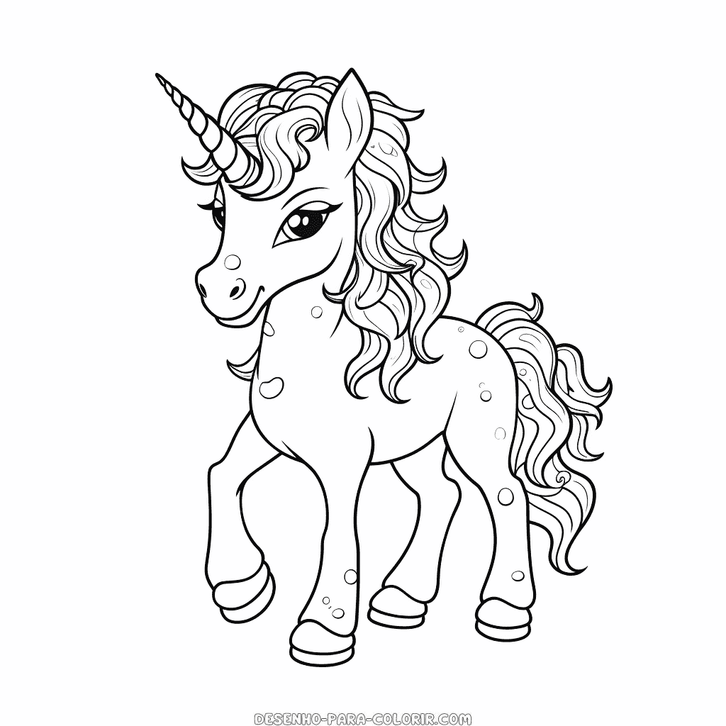 Desenho de unicórnio apaixonado para colorir