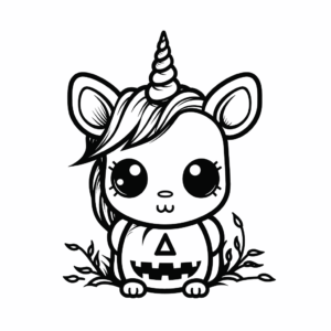 Desenho de unicórnio assustador de halloween para colorir