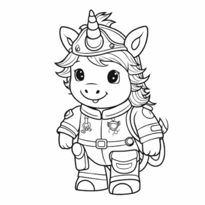 Desenho de unicórnio bombeiro para colorir