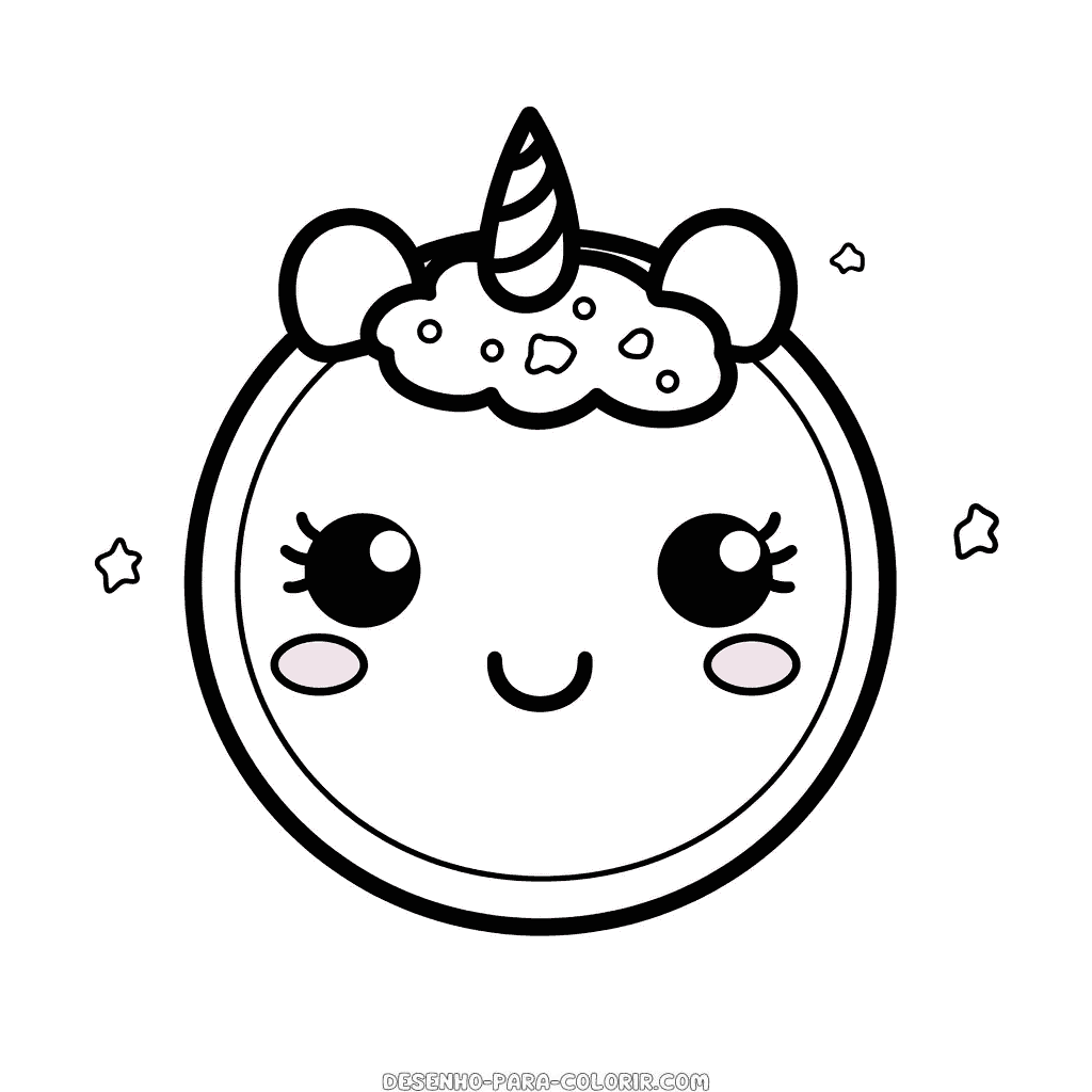Desenho de unicórnio de rosquinha kawaii para colorir