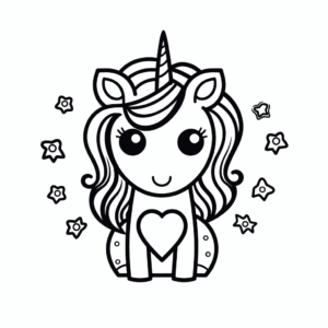 Desenho de unicórnio do dia dos namorados para colorir