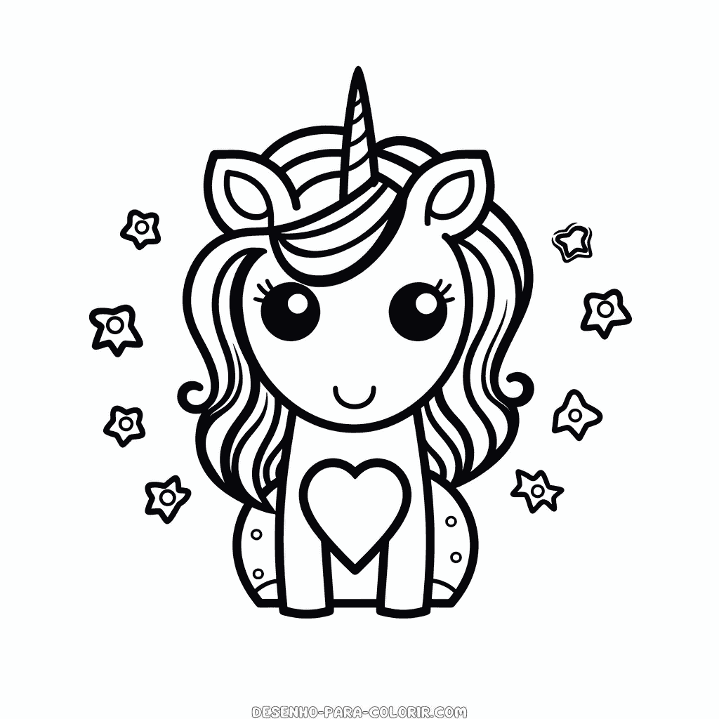 Desenho de unicórnio do dia dos namorados para colorir