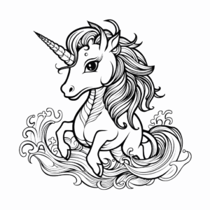 Desenho de unicórnio do mar para colorir
