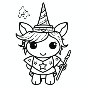 Desenho de unicórnio feiticeiro para colorir