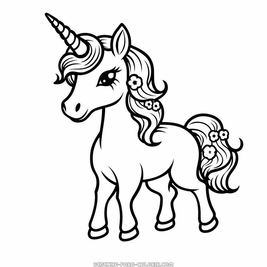 Desenho de unicórnio pacífico para colorir