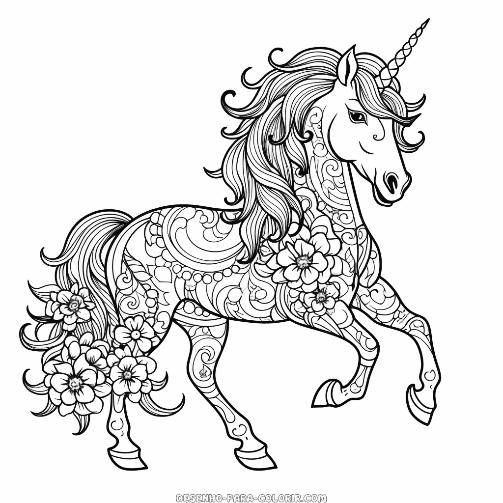 Desenho de unicórnio para adultos grátis para colorir