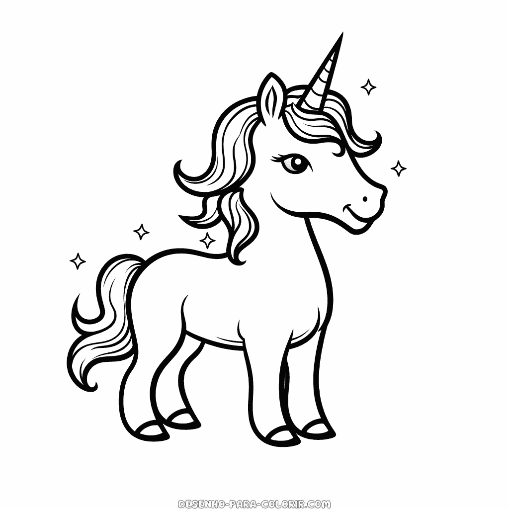 Desenho de unicórnio para crianças em idade pré-escolar para colorir