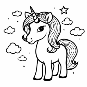 Desenho de unicórnio para impressão para colorir
