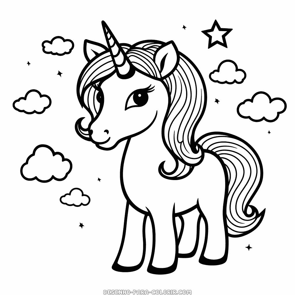 Desenho de unicórnio para impressão para colorir