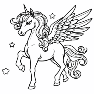 Desenho de unicórnio pégaso para colorir