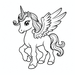 Desenho de unicórnio pégaso para colorir