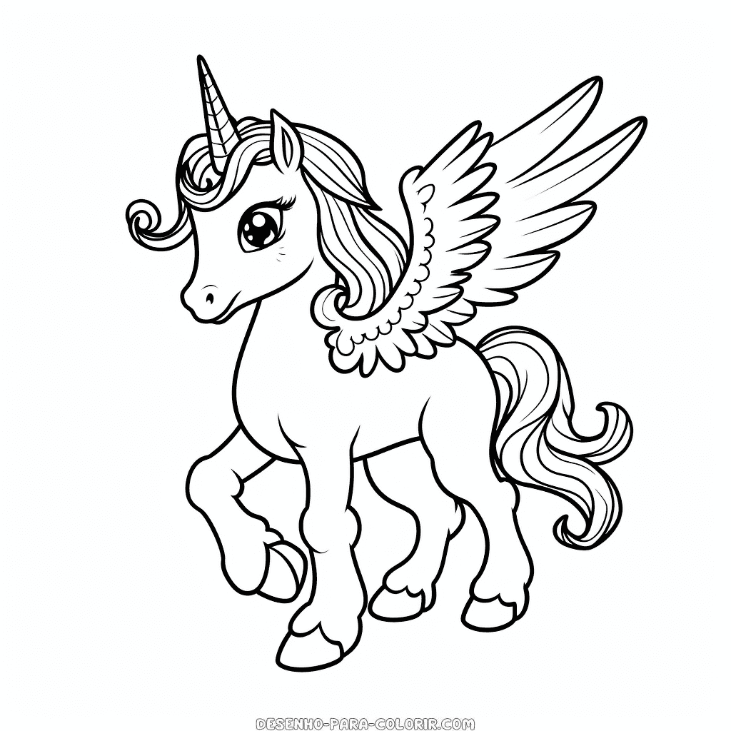 Desenho de unicórnio pégaso para colorir