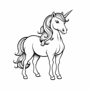 Desenho de unicórnio preto e branco para colorir
