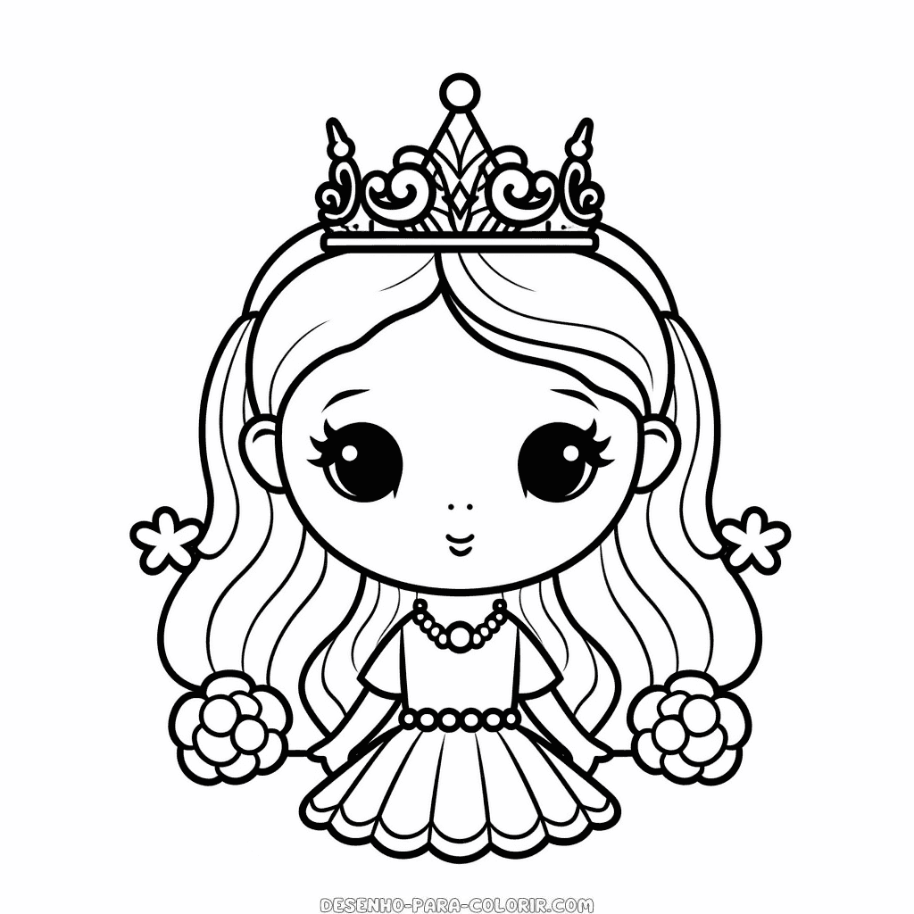 Desenho de unicórnio princesa arco-íris para colorir