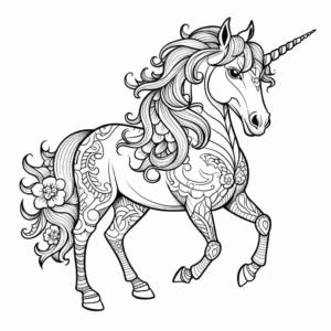 Desenho de unicórnio realista para adultos para colorir