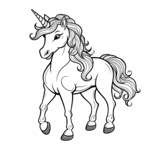 Desenho de unicórnio realista para colorir