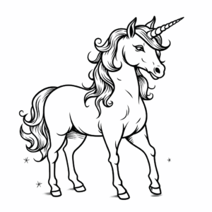 Desenho de unicórnio realista simples para colorir