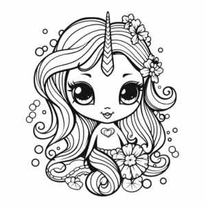 Desenho de unicórnio sereia para colorir