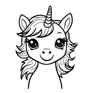 Desenho de unicórnio sorridente para colorir