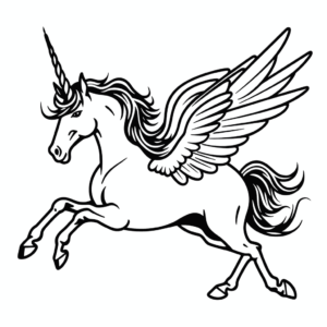 Desenho de unicórnio voador para colorir