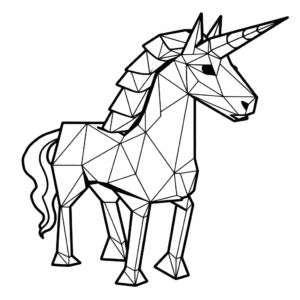 Desenho de unicórnios origami fun para colorir
