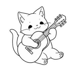 Desenho de violão para gatos para colorir