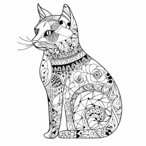 Desenho de zentangle de gato para colorir