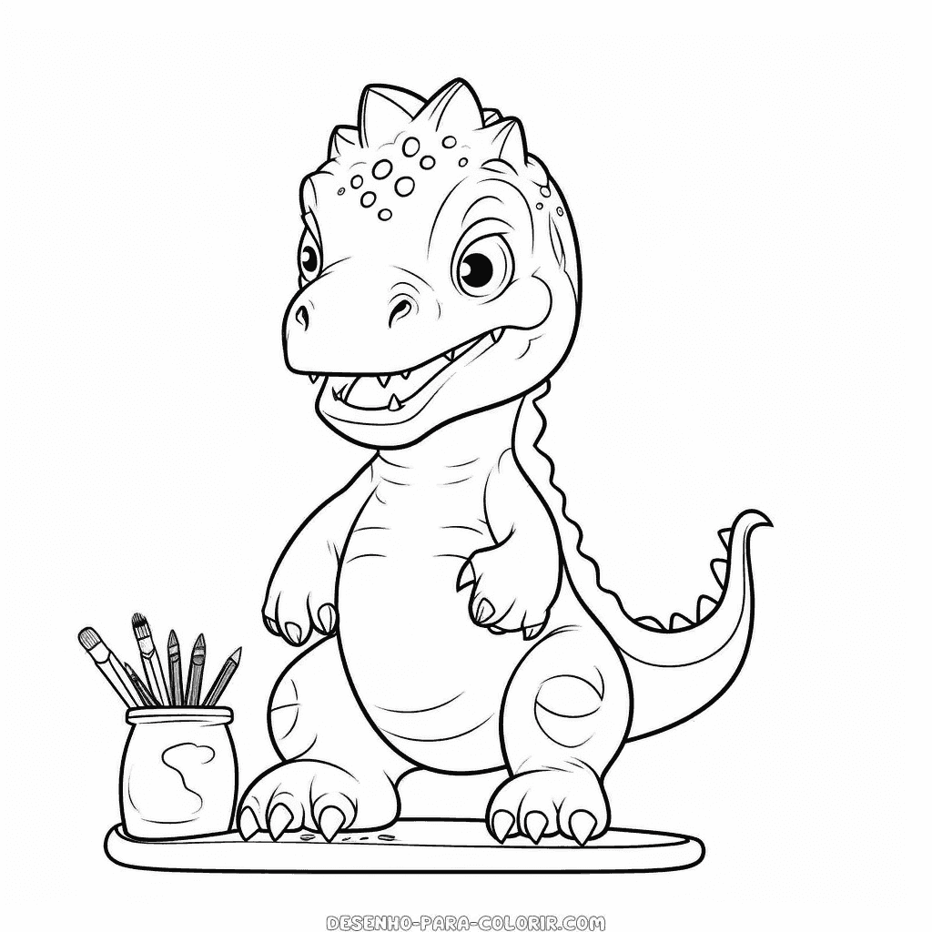 Desenho de artista de dinossauros para colorir
