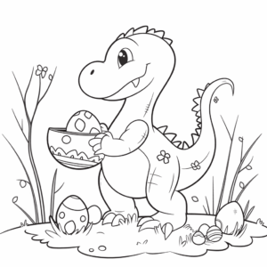 Desenho de celebrações da páscoa dos dinossauros para colorir