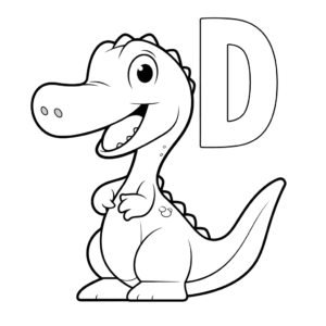 Desenho de d de dinossauro para colorir